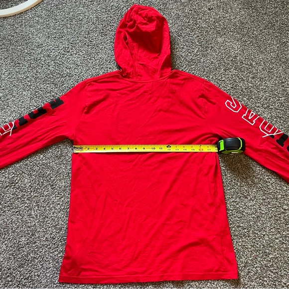 Kids Adidas red long sleeve hooded tshirt size L - Picture 3 of 3